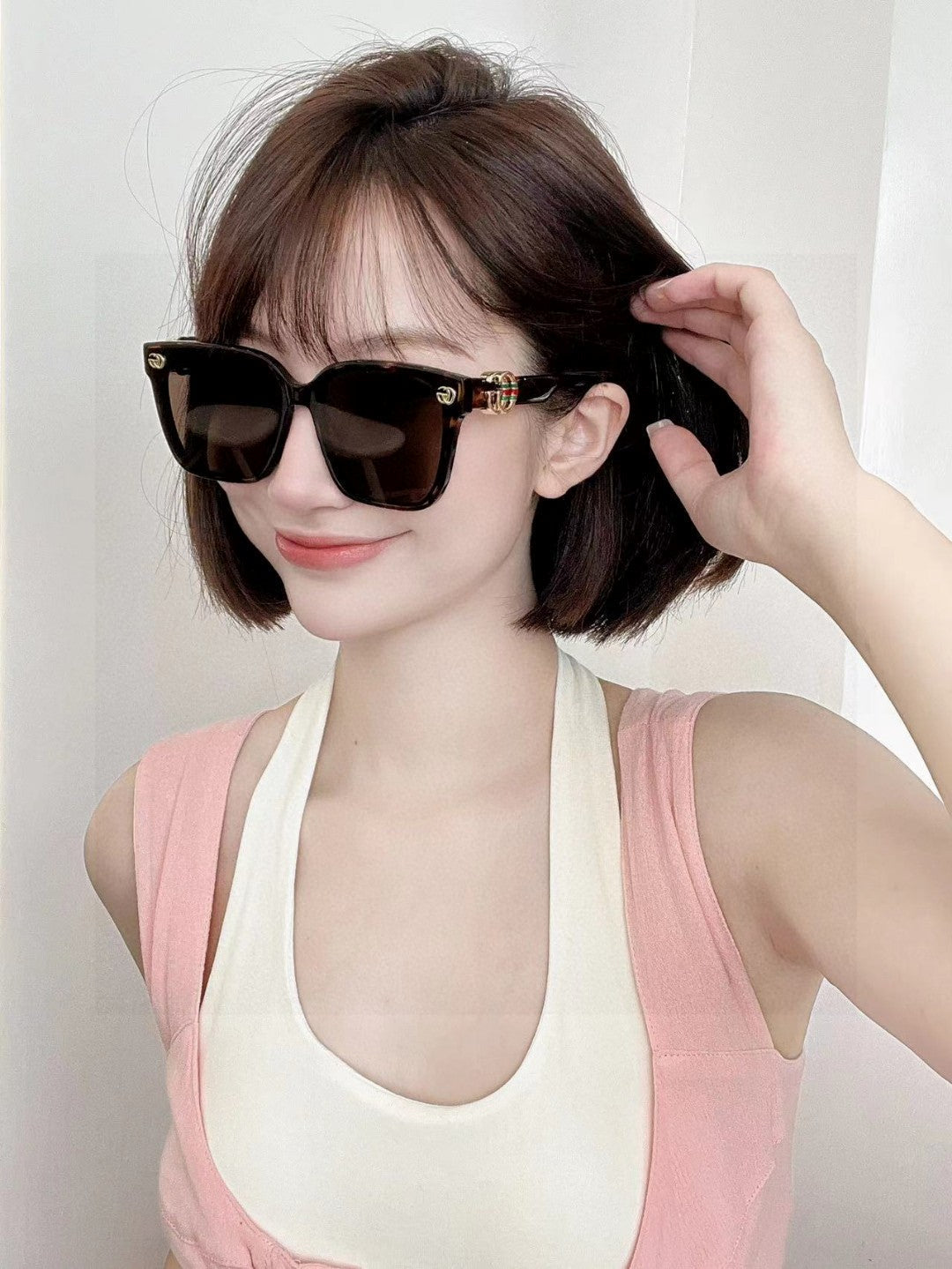 EMBOSSED LOGO BUTTERFLY FRAME SUNGLASSES 576876 IN ACETATE