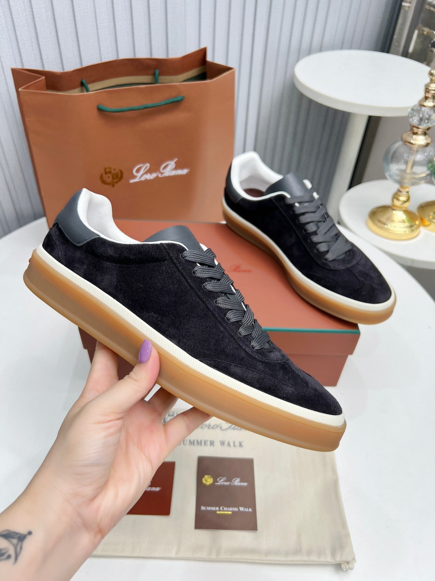 LP TENNIS WALK SNEAKERS CHARCOAL MIX GRAY SUEDE