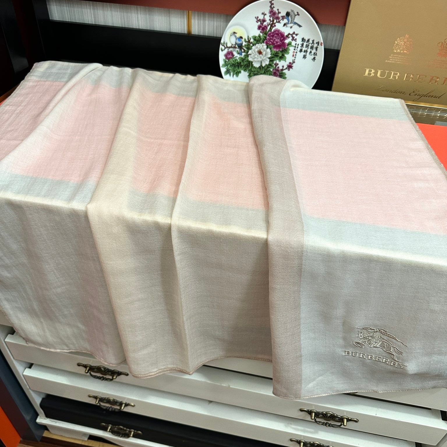 BBR Double-Sided Scarf 200CM Light Beige White Cashmere 292976