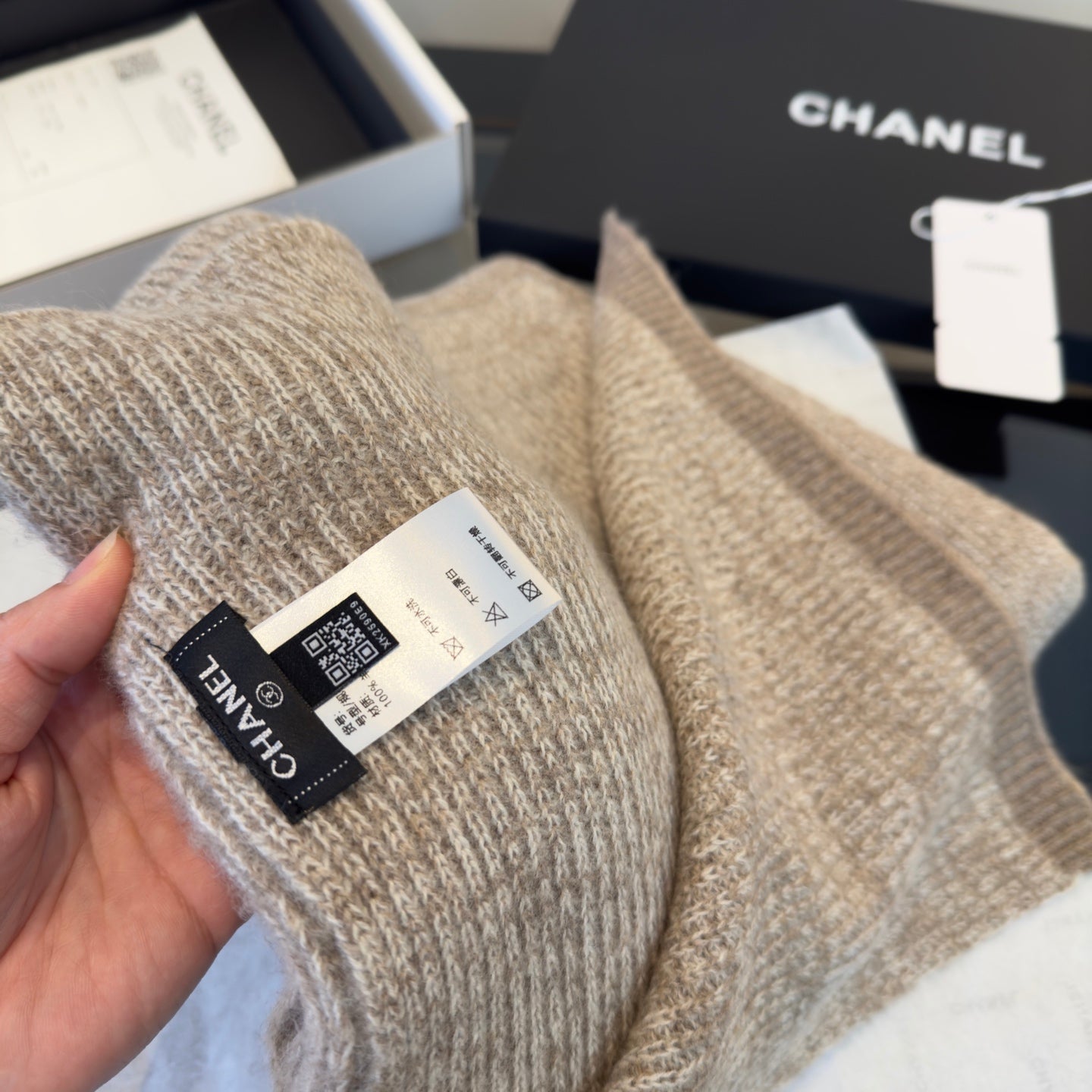 CC 25 Classic Scarf 170cm Light Beige Wool 293468