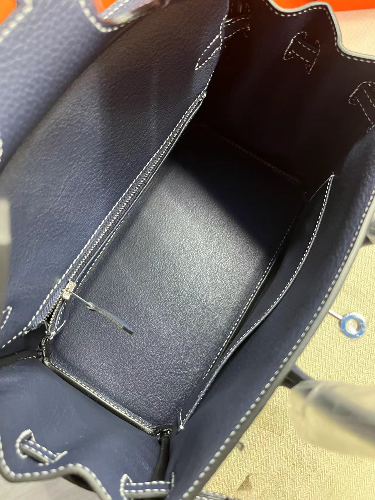 HM Birkin 25cm Navy Blue Togo Leather Silver Hardware