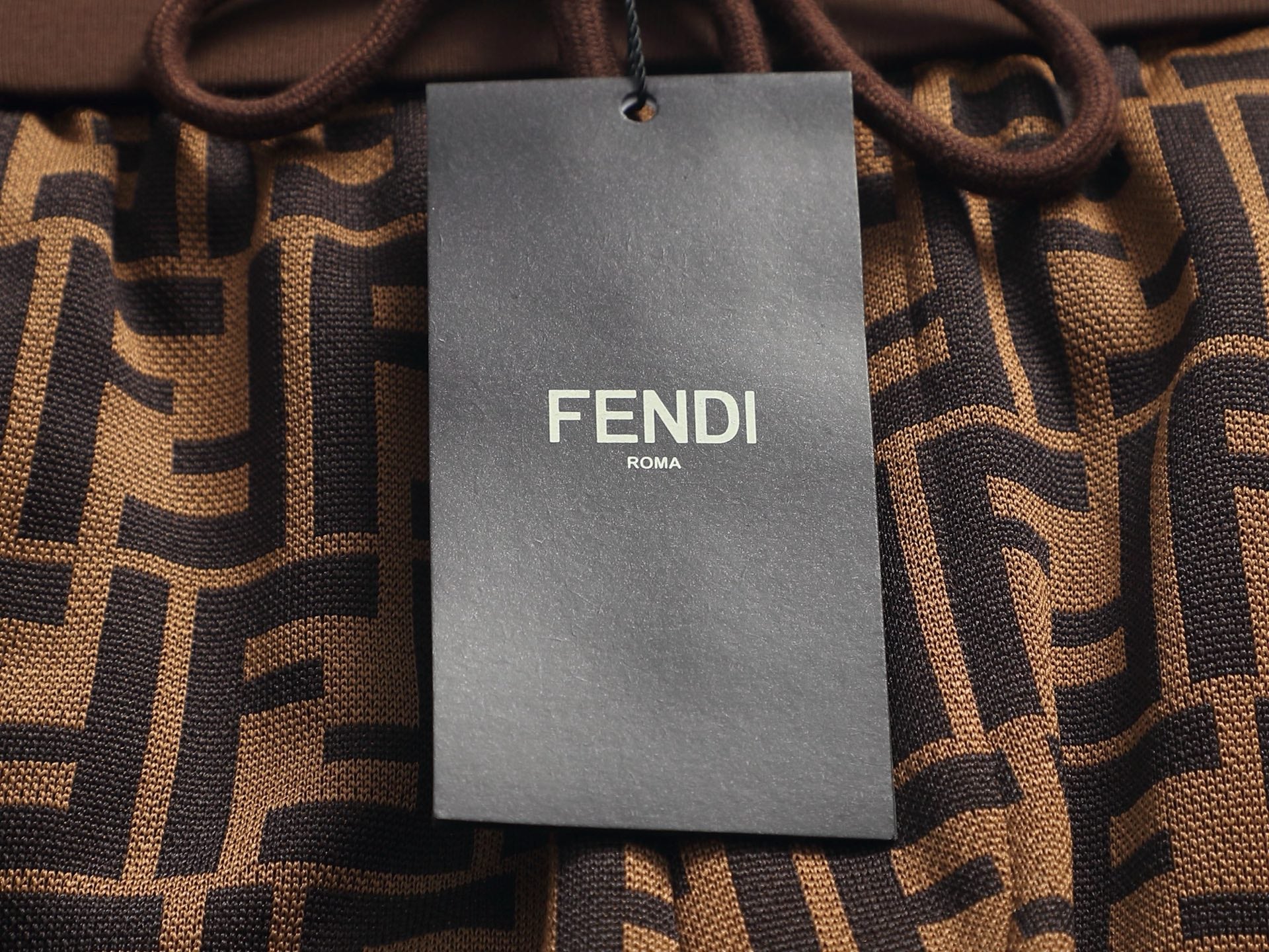 Fendi 2026 Men's Shorts Black Brown Monogram Cotton Blend 829767