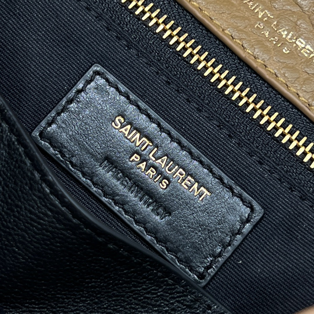 YSL Handbag 28 Tan Brown Pattern Lambskin