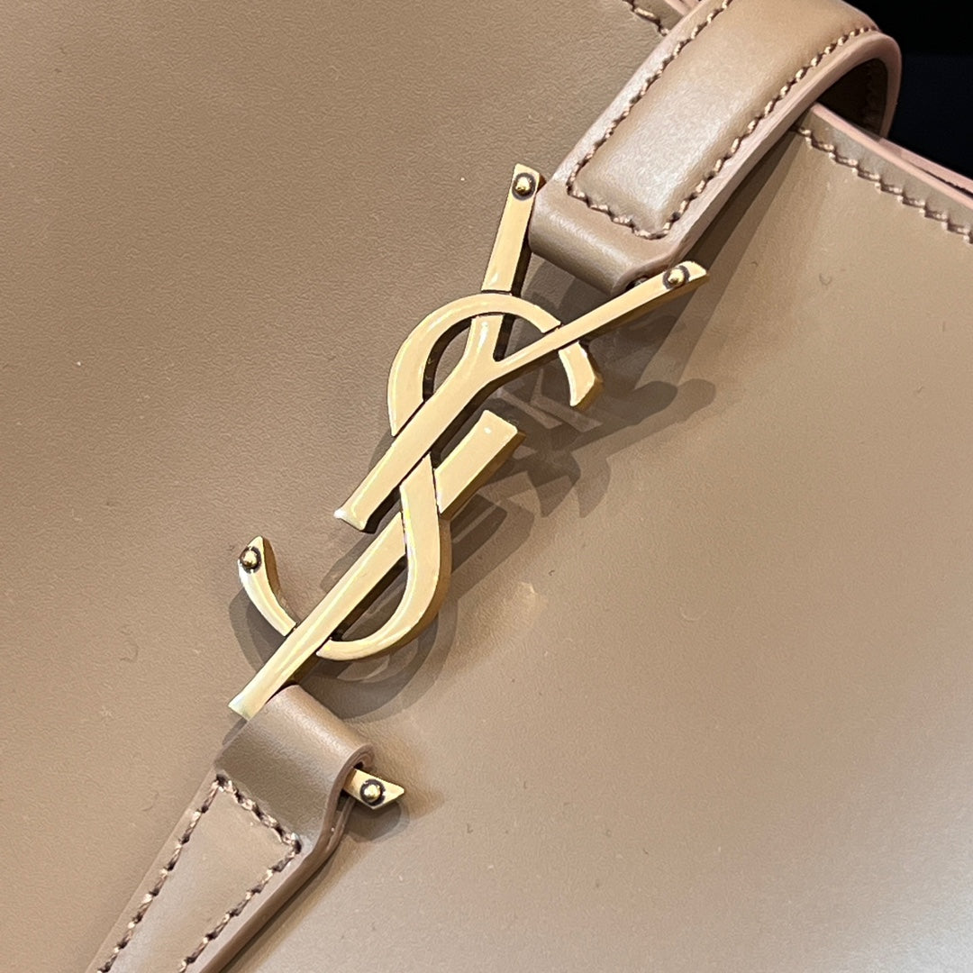 YSL Bucket Bag 20 Taupe Calfskin Leather