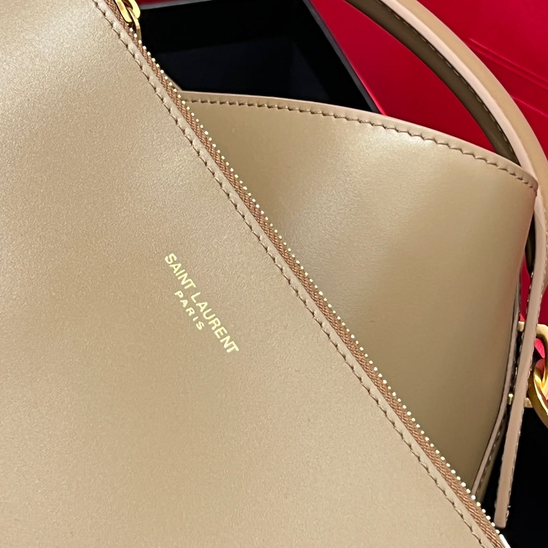 YSL Bucket Bag 20 Taupe Calfskin Leather