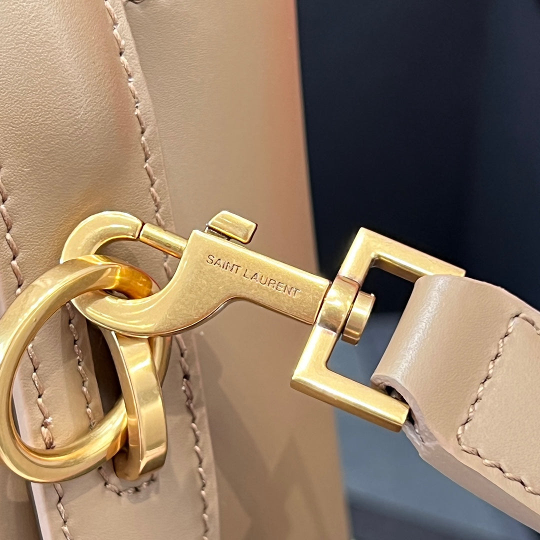 YSL Bucket Bag 20 Taupe Calfskin Leather