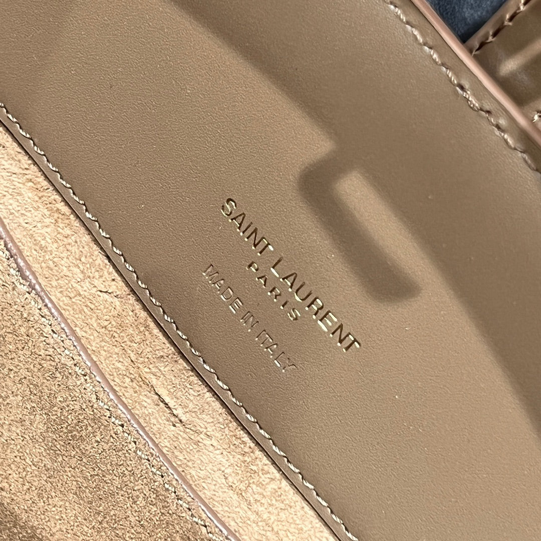 YSL Bucket Bag 17 Taupe Calfskin Leather