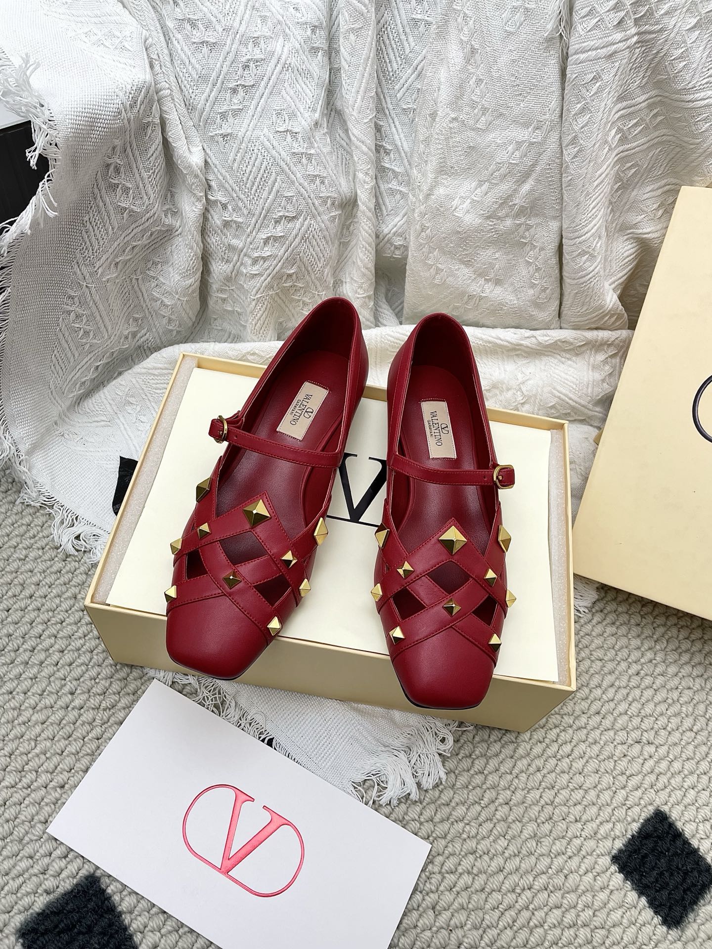 VT 26s Mary Jane Ballet Flats Dark Red Lambskin 611365