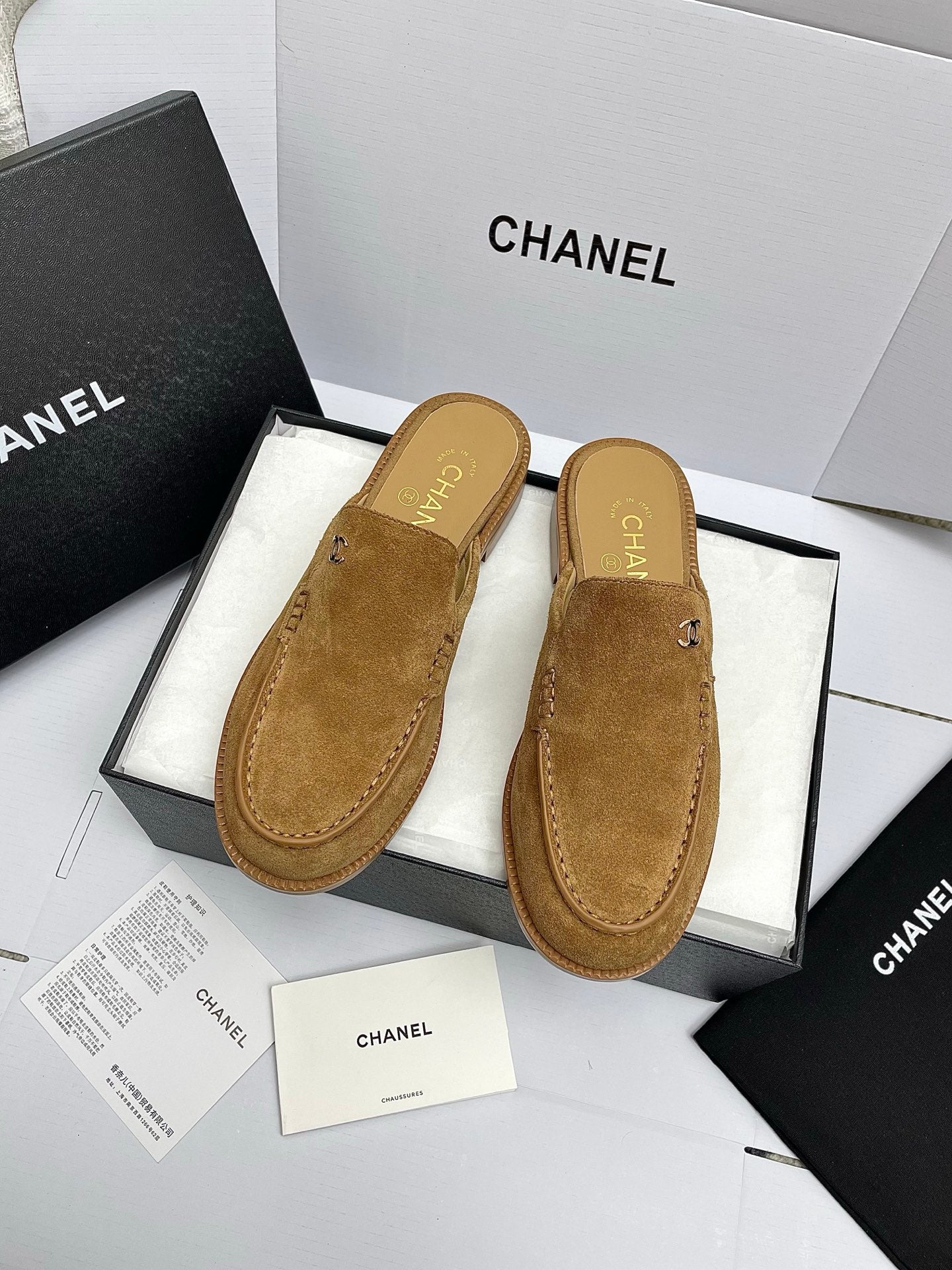 CC 26s Double C Mule Caramel Brown Suede 645303