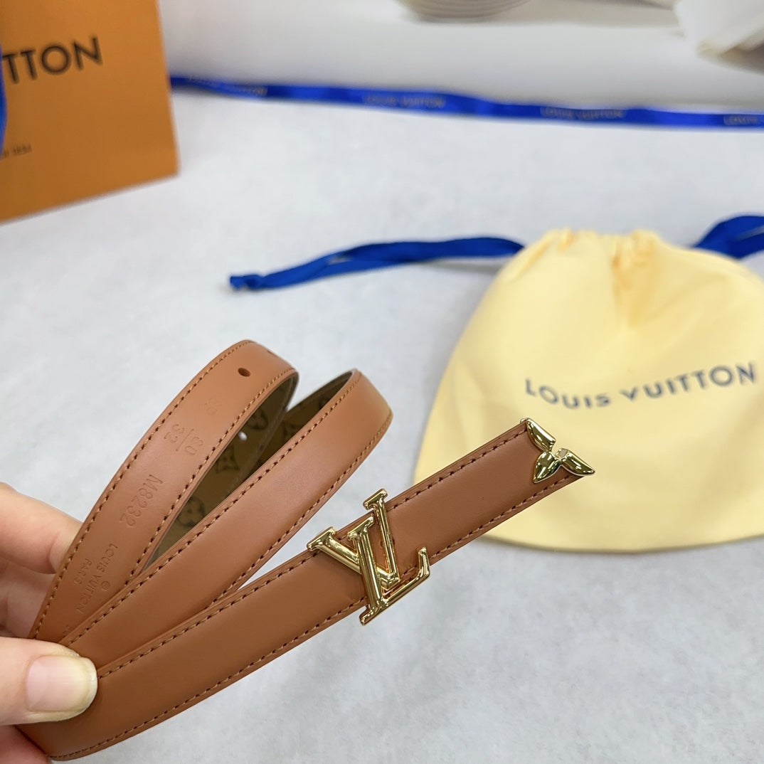 Pretty LV 20mm Reversible Belt Brown Calfskin