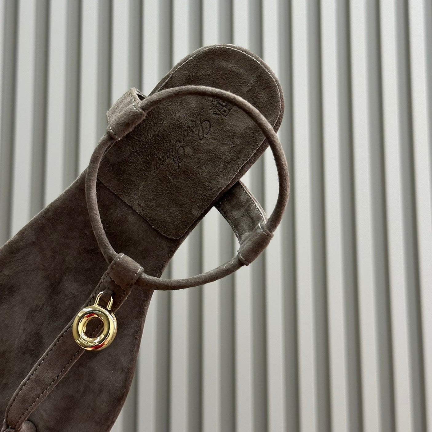 Loro Piana Medium Gray Mindil Sandal In Leather