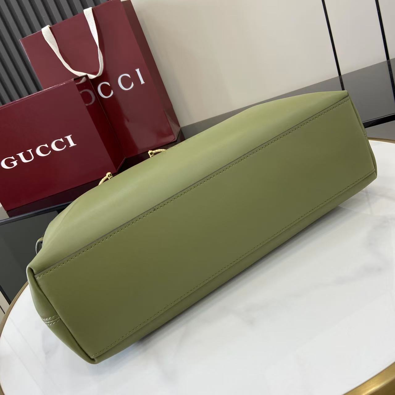 Gucci 25 Beatrix Handbag 40cm Green Smooth Cowhide 292565
