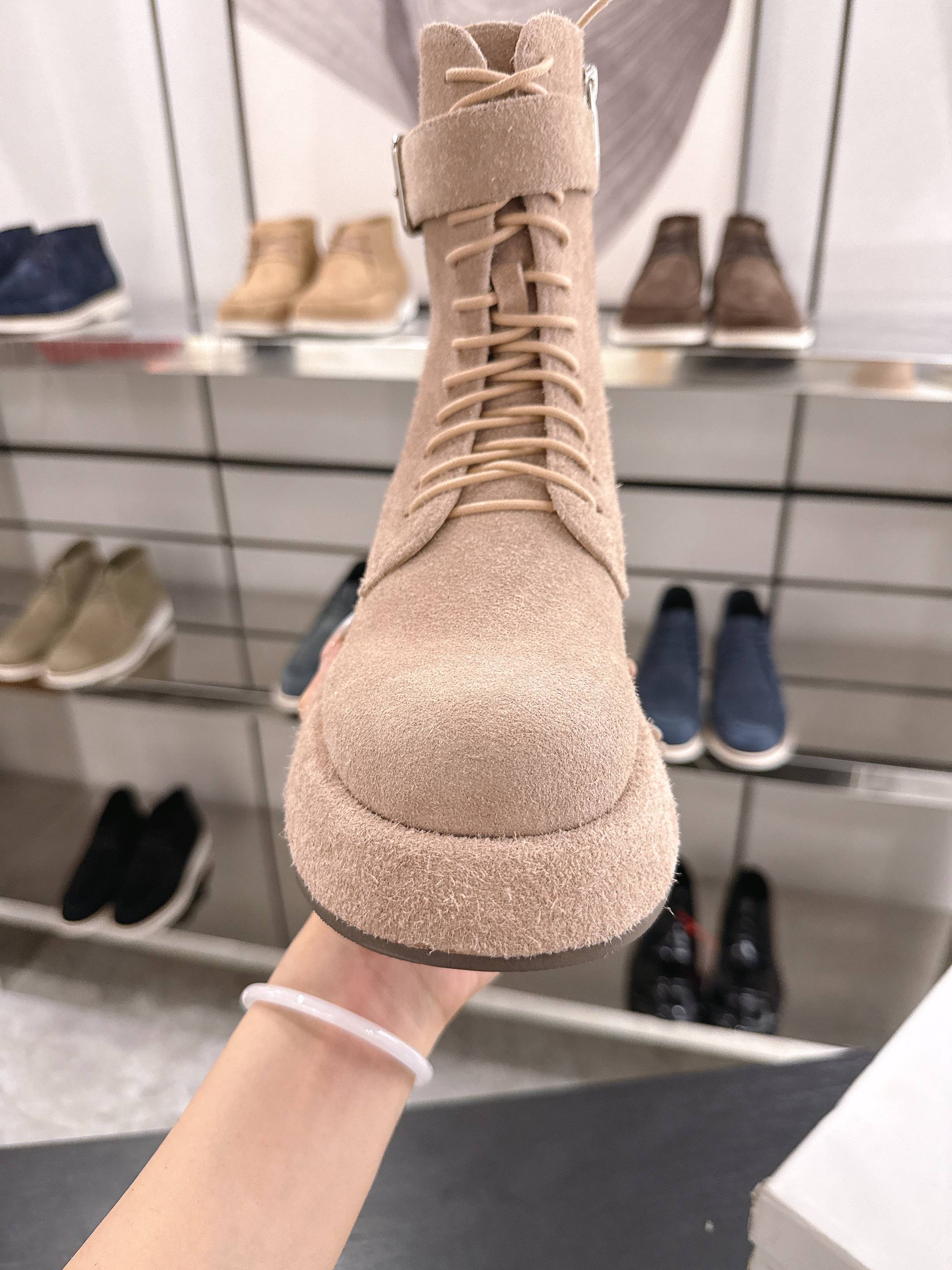 The Row 2025 Lace-up Boot Apricot Suede 543369