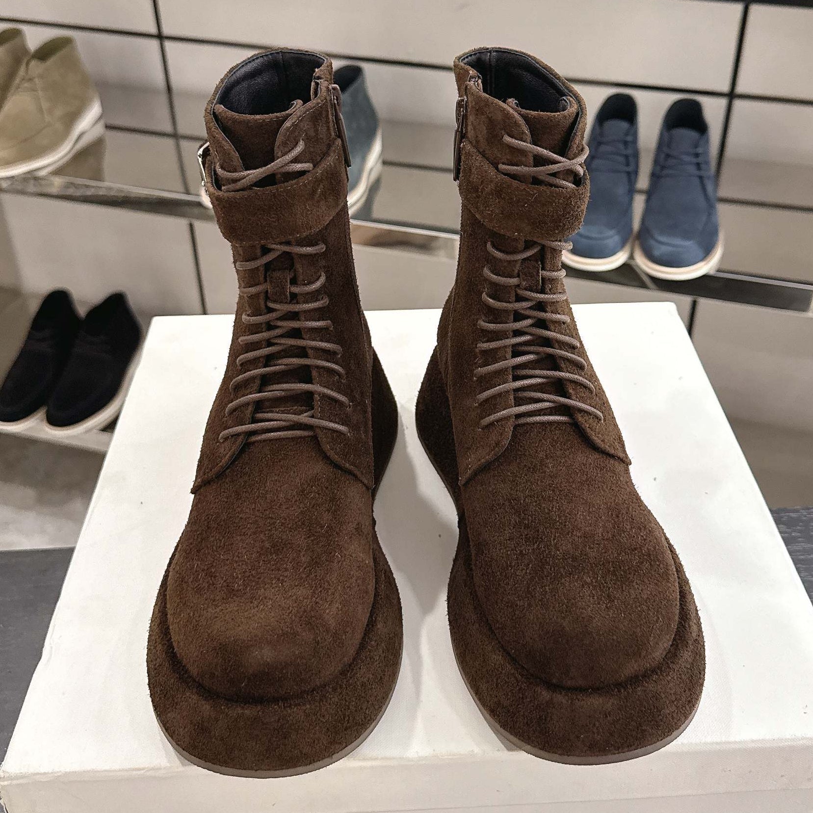 The Row 2025 Lace-up Boot Brown Suede 543370