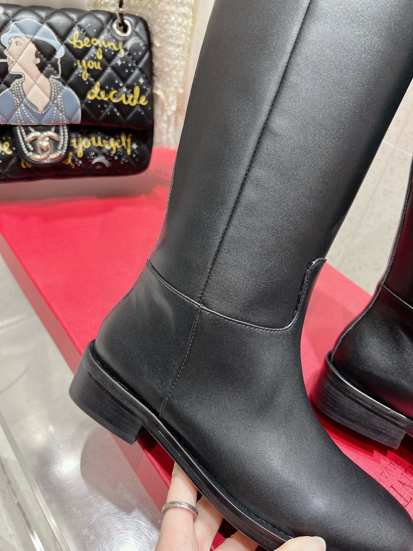 Valentino 2025 Garavani VLogo Boot Black Calfskin 554162