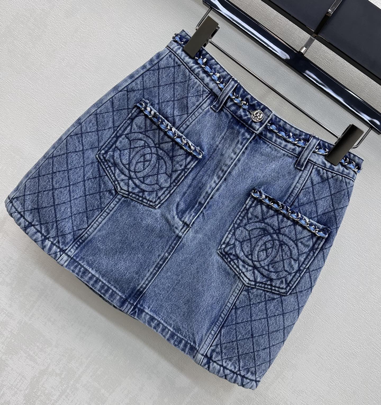 Chanel 2026 Denim Midi Skirt Blue Cotton 356137