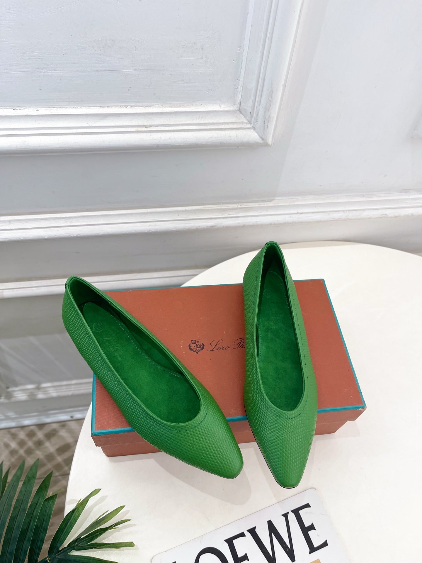 LP 26SS Ballet Flats Green Snakeskin 587581