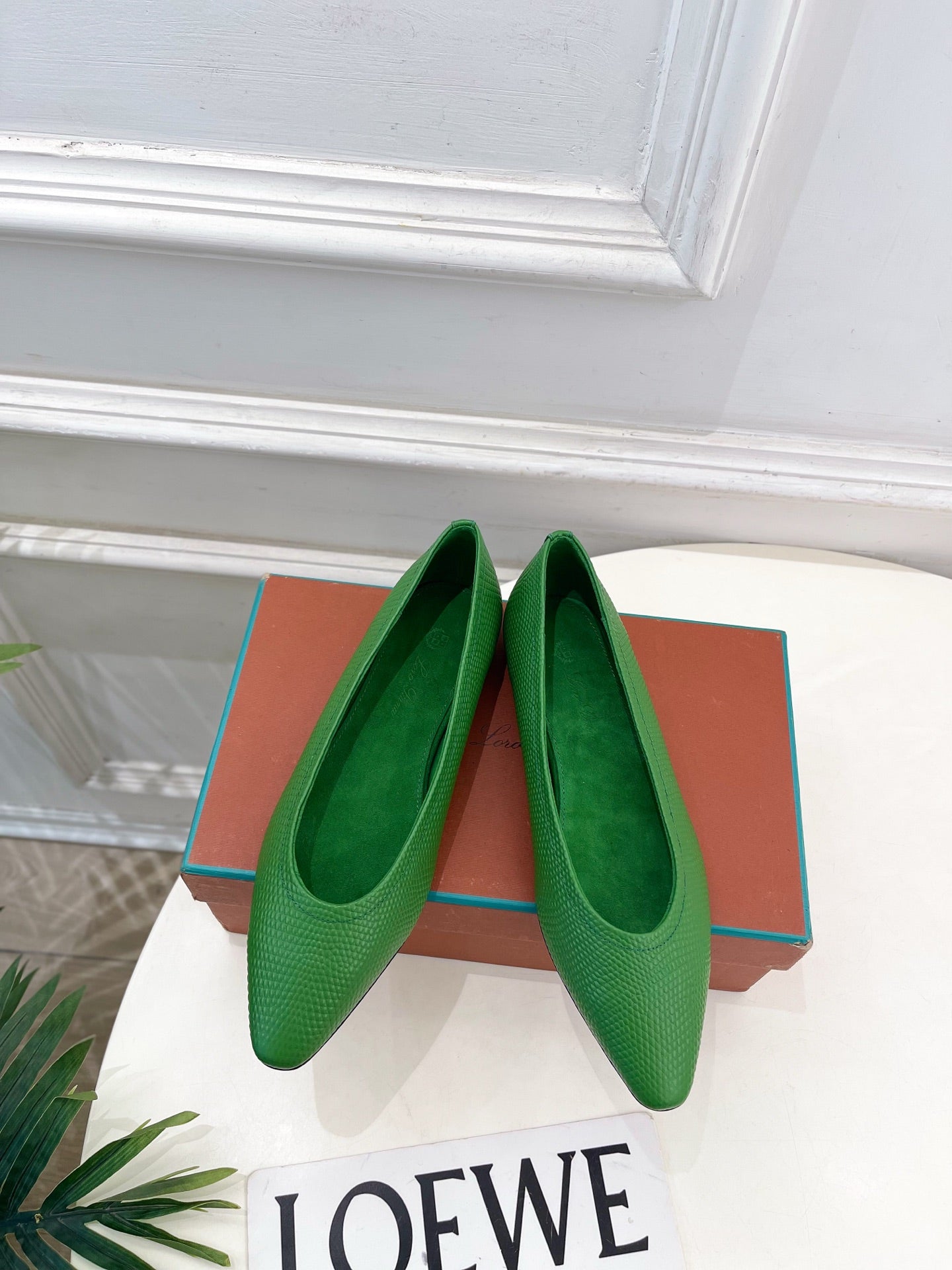 LP 26SS Ballet Flats Green Snakeskin 587581