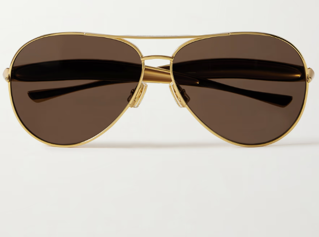 Bottega Veneta Sardine Aviator-style Gold-tone Sunglasses