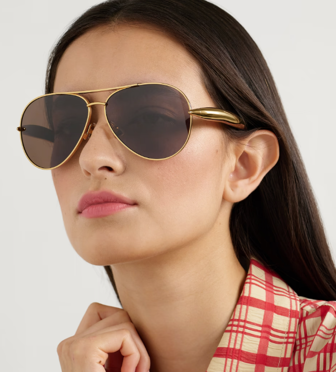 Bottega Veneta Sardine Aviator-style Gold-tone Sunglasses
