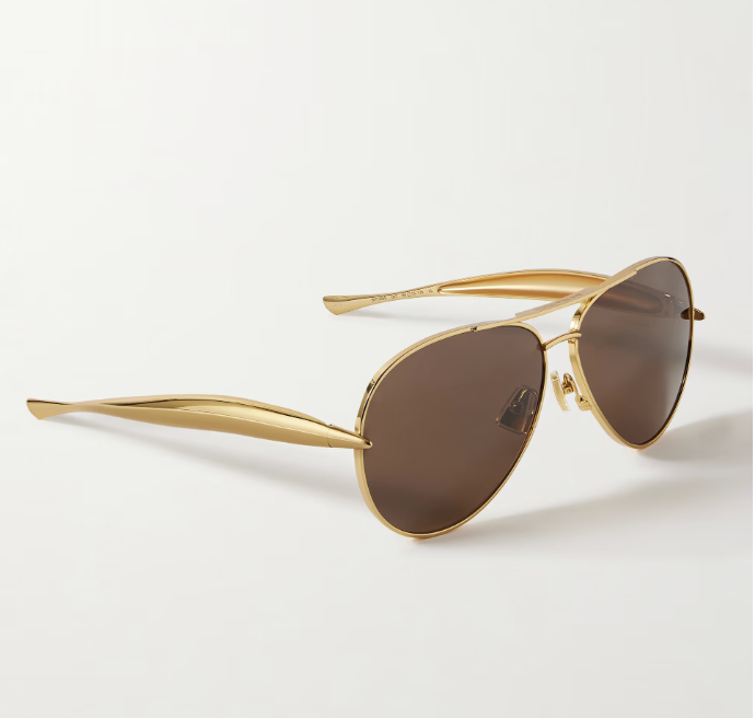 Bottega Veneta Sardine Aviator-style Gold-tone Sunglasses