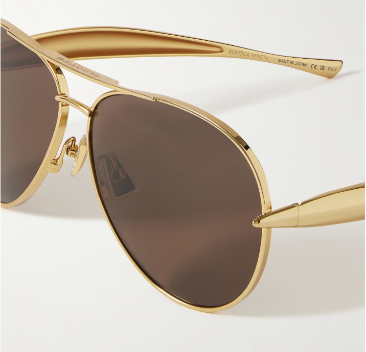 Bottega Veneta Sardine Aviator-style Gold-tone Sunglasses